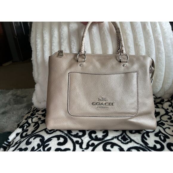 Coach Emma in Metallic Gold with Python - Picture 1 of 10